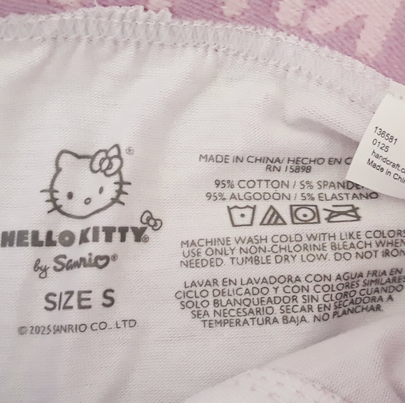 Hello Kitty Cotton Bra and Boxer Set - Size Small Lavendar Loungewear Bra/Boxers - Picture 9 of 12